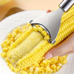 Resim 1 adet Paslanmaz Çelik Mısır Kesici - Tekrar Kullanılabilir, Çok Fonksiyonlu Mutfak Aleti, Mısır, Sebzeler ve Meyveleri Soyarak, Ev Kullanımı İçin İdeal, Mutfak Verimliliği | Modern Mutfak Aleti | Dayanıklı Mutfak Aracı, Sebzeler Soyucu 