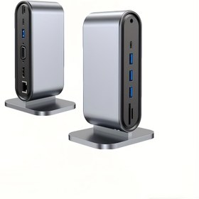 Resim 12'si 1 Arada Docking İstasyonu, 100W Şarj, 4K Ekran, Veri Aktarmak için USB-C PD HDTV, Gigabit LAN ve SD Kart Okuyucu - MacBook Pro/Air, Dell, Lenovo, Asus, HP, Samsung, Google Uyumlu 