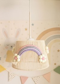 Resim C&A EKRU MAKROME İP SARGI ÇİÇEK APLİKE PONPONLU TASARIM KIZ BEBEK KIZÇOCUK-GENÇ ODASI SARKIT AVİZE 