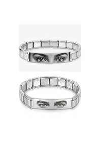 Resim Kişiye Özel Göz Resim Baskılı İtalyan Charm Plakalı Unisex Çelik Bileklik Scb93g Gri 