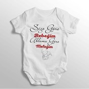 Resim Tuğbababy Size Göre Bebeğim Ablama Göre Meleğim Yazılı Baskılı Bebek Zıbını Beyaz 