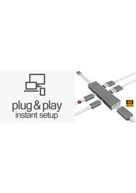 Resim Sunline 170698 Type C 3.0 Hdmi 4K 5In1 Dongle Dock Bağlantı Istas 