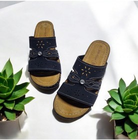 Resim Kadın Günlük Taş Detaylı Çiçek Baskılı Ev Ve Dışarı Terliği Siyah 