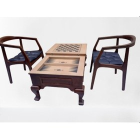 Resim Bengimobilya Orta Sehpa Tavla -Satranç Model Kayın Aslan Parlak Ceviz 2 Adet 