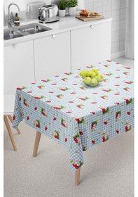 Resim Rivaistanbul Pötikare Kiraz Desenli Mavi Masa Örtüsü, Sofra Bezi, Piknik Örtüsü Mavi 