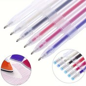 Resim Dikiş ve Tekstiller için 10'lu Paket Isı Silinebilir Kumaş İşaretleme Kalemleri - Karışık Renkler (Beyaz, Fildişi, Kırmızı, Mavi, Siyah), Kumaşa Hassas İşaretleme İçin İnce Uç ile, El Sanatları Malzemeleri | Şeffaf Kalem Tasarımı | İnce Uçlu Kalem, Dikiş için Kumaş 