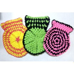 Resim Yeşil Siyah Sarı Üçlü Lif Takımı El İşi Örme 