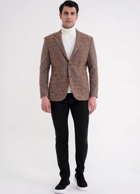 Resim Efor Comfort Fit Torba Cep Kazayağı Desenli %100 Yün Tütün Blazer Ceket C 729 