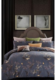 Resim Lastikli Çarşaflı Çift Kişilik Çift Taraflı Nevresim Takımı Kuş Çok Renkli 