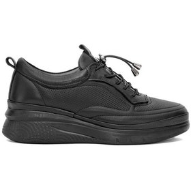 Resim Elit Asasg121c Kadın Hakik Deri Ortopedik Casual Ayakkabı Siyah Siyah 