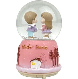 Resim Winter Lovers - Kış Aşıkları Işıklı Ve Müzikli Kar Küresi Pembe 