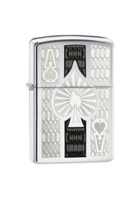 Resim Zippo Ace Of Spades Chrome Dizayn Çakmak Gri 
