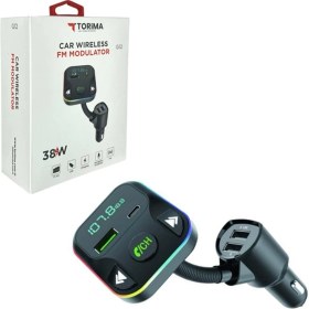 Resim Trm G12 Siyah 35W Hızlı Şarjlı Bluetooth Transmitter Araç Şarj Cihazı USB Tf Kart Type-C Fm 