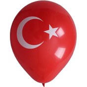 Resim Türk Bayrak Baskılı 16'Lı Balon Kırmızı Beyaz Bayrağı 23 Nisan 