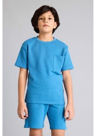Resim Defacto Regular Fıt Waffle 2'li Pijama Takımı Erkek Çocuk D9993A825SM Mavi 