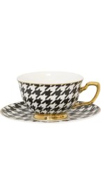 Resim PremiumPort Şık Houndstooth Desenli Mini Kupası, Zarif ve Modern Tasarım 