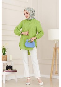 Resim Sevitli Taş Detaylı Hilal Tunik-fıstık Yeşili-4958 Fıstık Yeşili 