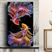Resim Canlı Altın Balık Çifti DIY Elmas Boyama Kiti - Yuvarlak Akrilik Elmaslar, Çerçevesiz Mozaik Sanat Seti, Yaratıcı Ev Dekorasyonu için Uygun, Elmas Sanatı Kiti 