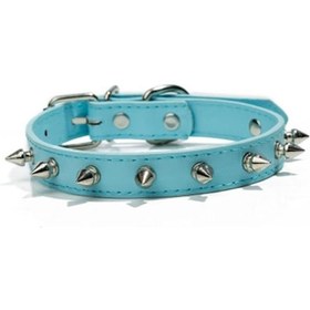 Resim Açık Mavi 1 Sıra Sevimli Perçinler Çivili Köpek Tasması Küçük Köpekler İçin Yavru Kedi Tasmaları L Açık Mavi 