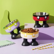 Resim 2'si 1 Arada Yükseltilmiş Evcil Hayvan Mama Kabı Seti, Paslanmaz Çelik ve Plastik, Kaymaz, Kolay Temizlenir, Kediler ve Küçük Köpekler İçin Yükseltilmiş Besleyici, Dayanıklı Malzeme, Evcil Hayvan Besleme İstasyonu 