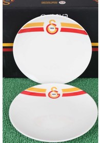 Resim Dekomus İle Lisanslı Galatasaray 6 Kişilik 12 Parça Porselen Servis Tabağı Ve Pasta Tabağı Seti 