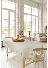 Resim Naturel Fırfırlı Masa Örtüsü Vintage Krem 