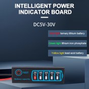 Resim 18650 Li-Ion Bataryalar için Akıllı Güç Göstergesi Kartı, 5-30V Kurşun-asit Gerilim ve Kapasite Ölçer ile LCD Ekran, Kırmızı/Yeşil Işık ve Sarı Işık Göstericileri, ABS Malzeme, Montaj Gerektirmez 