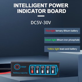 Resim 18650 Li-Ion Bataryalar için Akıllı Güç Göstergesi Kartı, 5-30V Kurşun-asit Gerilim ve Kapasite Ölçer ile LCD Ekran, Kırmızı/Yeşil Işık ve Sarı Işık Göstericileri, ABS Malzeme, Montaj Gerektirmez 