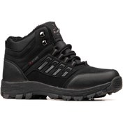 Resim XStep Suya Dayanıklı Outdoor Trekking Fermuarlı Erkek Çocuk Siyah Renk Günlük Yün Kışlık Bot 