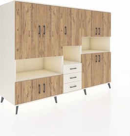 Resim Kronos Dolap 13 Raflı 3 Çekmeceli 9 Kapaklı 220x59x163 Aytaşı-çam Aytaşı-çam/aytaşı 