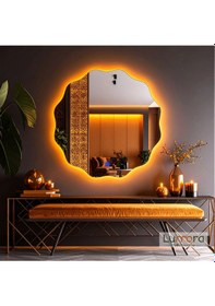 Resim Cirelia Amber Led'li Lazer Kumlamalı Lavabo & Banyo Aynası Dokunmatik Sensörlü 90 X 90 Turuncu 