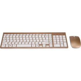 Resim Geeroyoo 2.4ghz Kablosuz Altın Klavye Ve Mouse Seti - Mac/pc Uyumlu, Ultra İnce Ve Sessiz Tasarım 