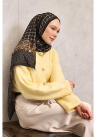 Resim Silk Home Floş Viskon Organik Şal Siyah Halat Desenli Akışkan Dökümlü 75x195 Çok Renkli 45404452 