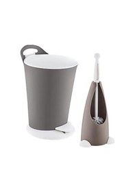 Resim Penguen Pedallı Çöp Kovası Ve Klozet Fırçası Set Terra Siyah 