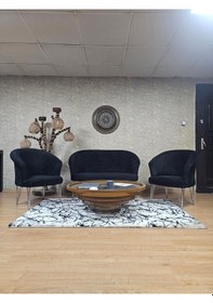 Resim Zafir Teddy Takım Krom Kaplama Telli Ayak Çay Seti Koltuk - Berjer , Balkon, Salon, Ofis Siyah 