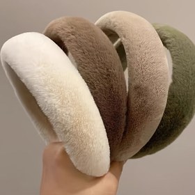 Resim 4 Parça Set Peluş Saç Bandı Düz Renk Geniş Kenarlı Başlık Sonbahar ve Kış Günlük Yüz Yıkama Cilt Bakımı Spa 