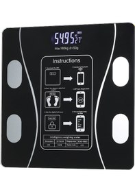 Resim Tenfowee Siyah Usb Şarjlı Akıllı Vücut Yağlığı Terazi - Bluetooth Uygulamalı, 0.2-180kg Aralığında Led Ekranlı 