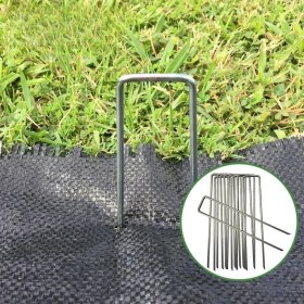 Resim Mix And Match U Çadır Kazığı, Sera ve Bitki Örtüsü Sabitleme Kazığı | 75 Adet * 15 cm Yükseklikte U Şekilli Galvanizli Paslanmaz Metal Kazık, 3,7 mm Kalınlık, Paslanmaz Bahçe Çivisi 