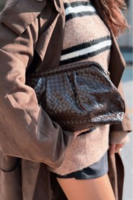 Resim I Love Shoes Lurine Kadın Clutch Çanta Acıkahve Mat Deri 