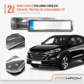 Resim İntachrom Hyundai Tucson Krom Plakalık - Hummer Tip 2 Adet 