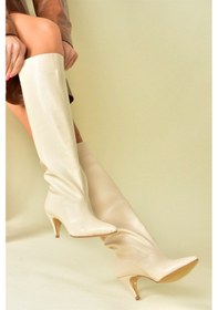 Resim Fox Shoes Bej Alçak Topuklu Kadın Çizme N749204009 Bej 