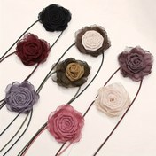 Resim 1 Adet Vintage Yumuşak Tül Kumaş Çiçekli Gerdanlık - Şık Katmanlı Fırfır Yapraklar, Çok Renk Seçeneği (Siyah/Kırmızı/Kahverengi/Açık Pembe/Bej) Kadınlar İçin, Günlük ve Özel Günler için, Çok Yönlü Moda Aksesuarı, Zarif Boyun Takısı, İnce İşçilik 