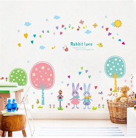 Resim Çocuk ve Bebek Odası Sevimli Tavşan Rabbit Duvar Sticker.. 