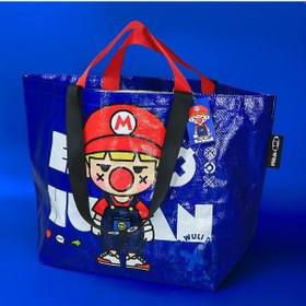 Resim Snapbuy Dayanıklı Örgü Alışveriş Çantası - Çift Askılı, Plastik, Büyük Kapasiteli Torba Çanta Koyu Mavi 