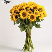 Resim 6/12 Adet Renkli, UV Dayanıklı Yapay Ayçiçeği Buketi - Koyu Kahverengi Saplı, Düğünler, Ev Dekorasyonu ve Açık Alanlar İçin Mükemmel. Sonbahar, Cadılar Bayramı ve Şükran Günü Kutlamaları İçin İdeal 