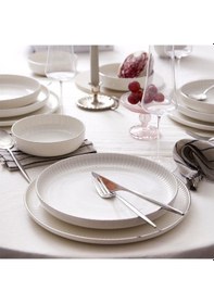 Resim Kütahya Porselen Bone Crest 48 Parça Yemek Takımı Platin File Platin 