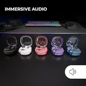 Resim Mars Gaming MHIB2, Bluetooth 5.4 Kulaklık, Sürükleyici Ses, Yarı Şeffaf ve Ultra Kompakt Ergonomik Tasarım, 24 Saat Çalışma Süresi, Muhafazalı ve LED Göstergeli Kablosuz Kulaklık, Siyah 