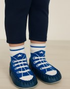 Resim BONY SOCKS Çocuk Bağcık Desenli Makosen Mavi Kreş Anasınıfı Patik Panduf 