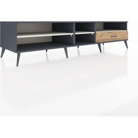 Resim Kronos Tv Ünitesi 3 Raflı Tek Çekmeceli 220x59x51 Antrasit-aytaşı/çam Aytası/atlas Çam - Antrasıt 