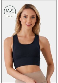 Resim Kadın Lacivert Sporcu Sütyeni Pedli Likralı Su Sporları Koşu Fitness Dans Sports Bra Lacivert 